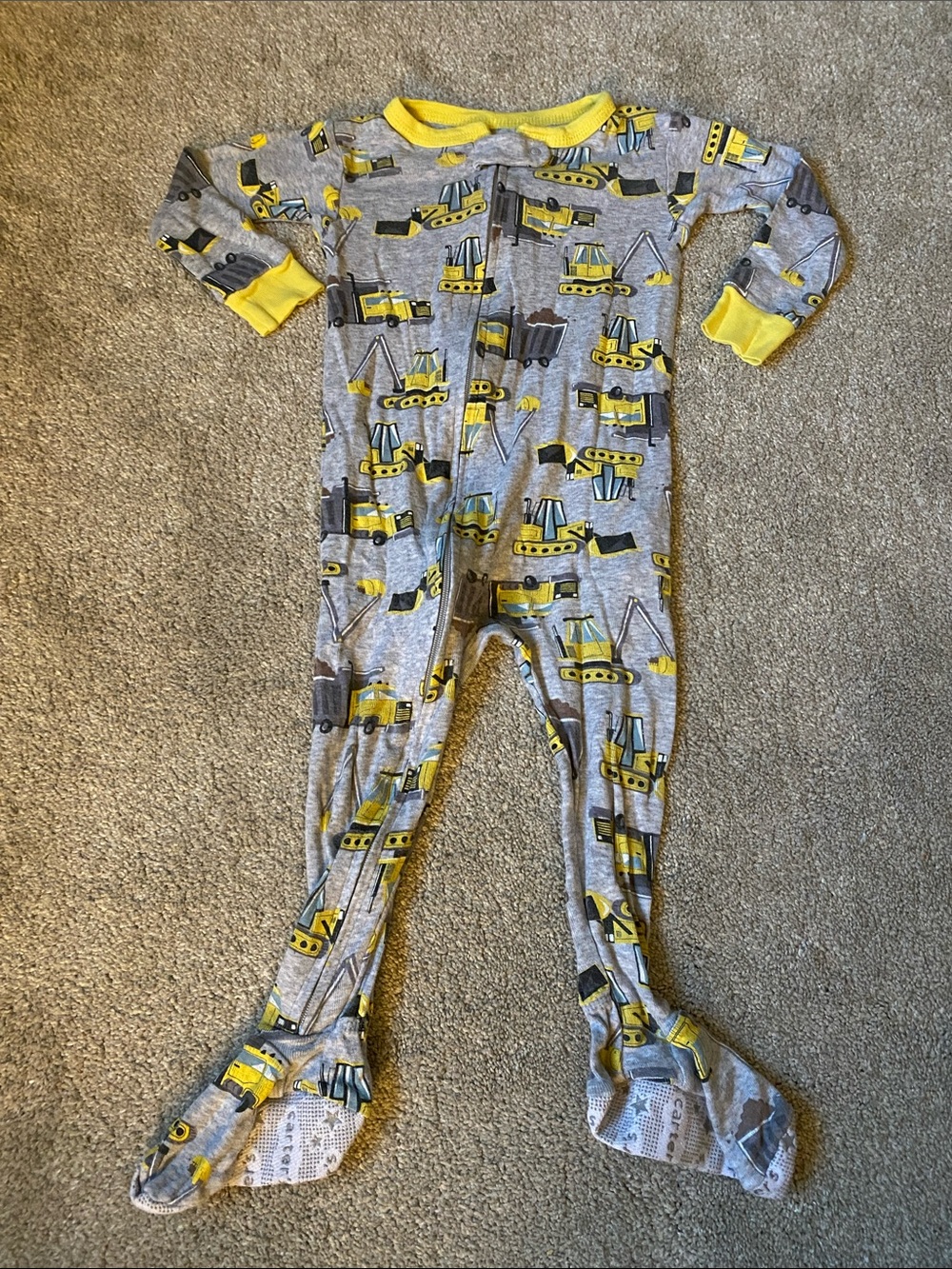 Carter’s 18 Month Yellow Construction Print Kids One-Piece Pajamas
